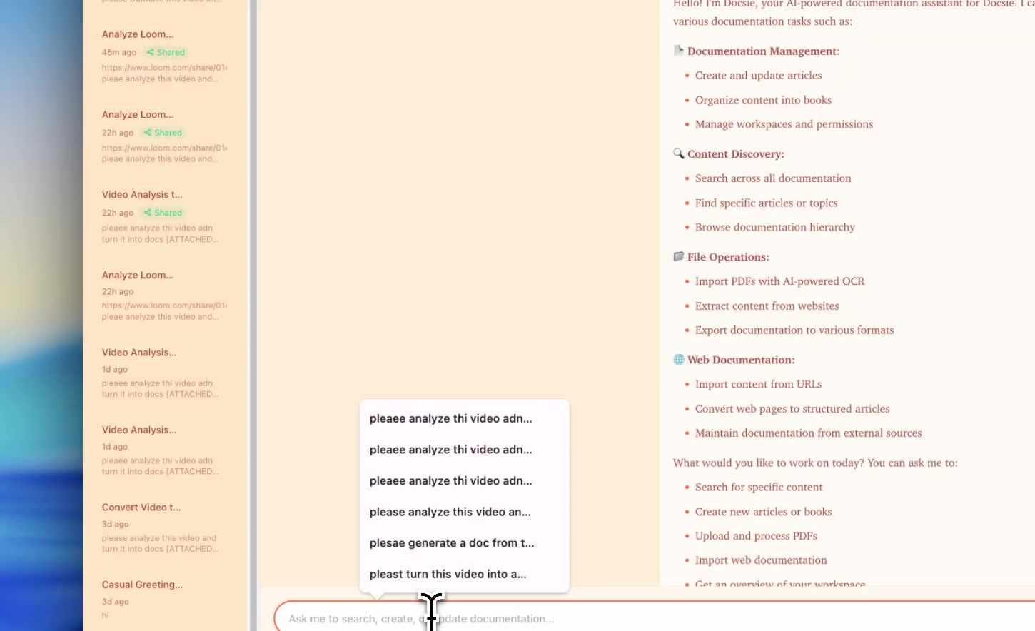 Submitting a Loom link for documentation conversion