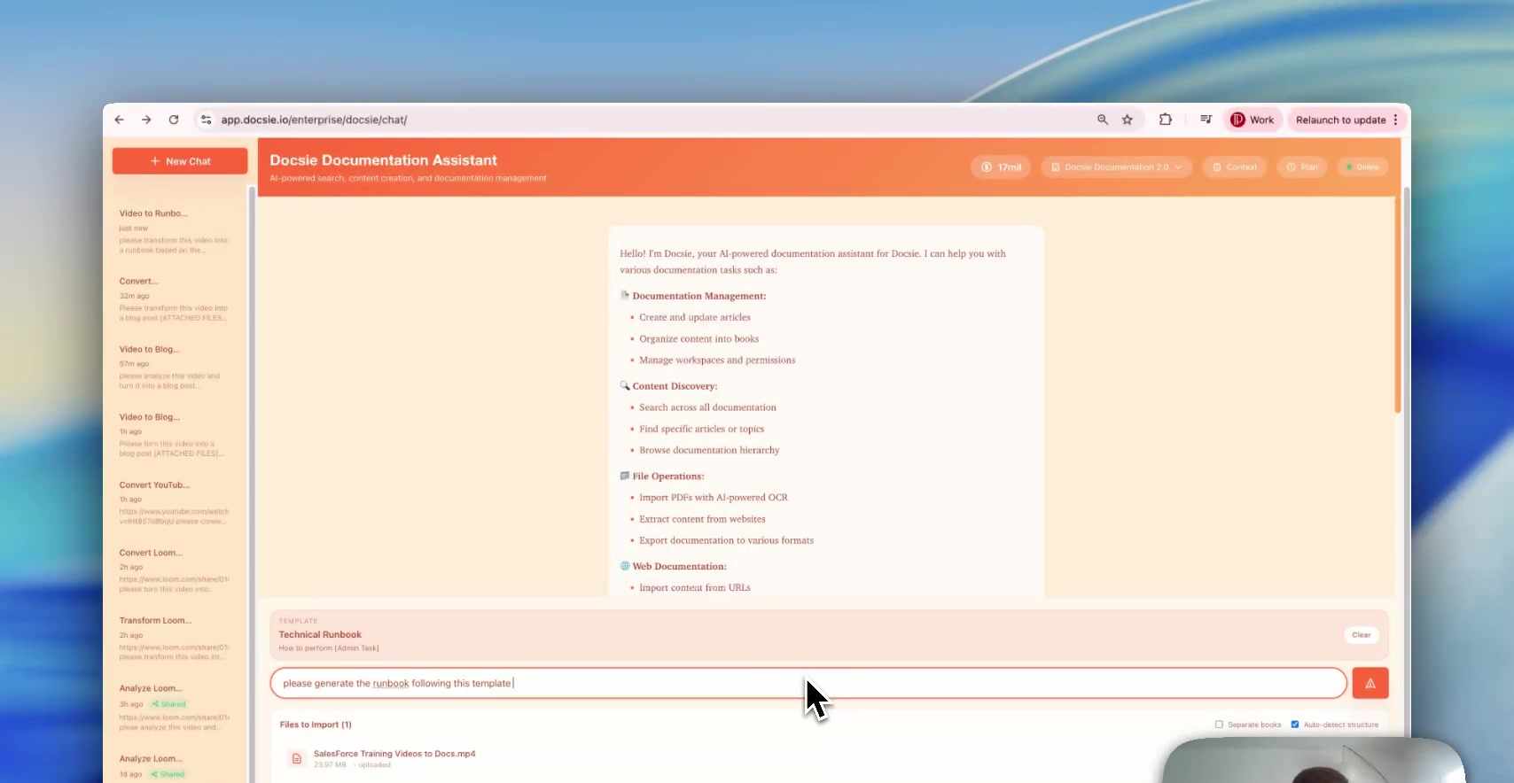 Chat input with generation request