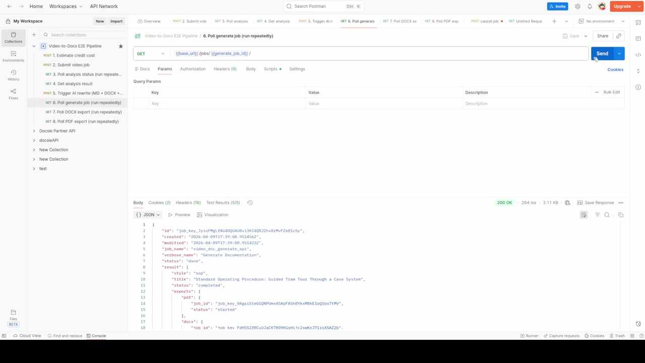 Generate job completed with export job IDs
