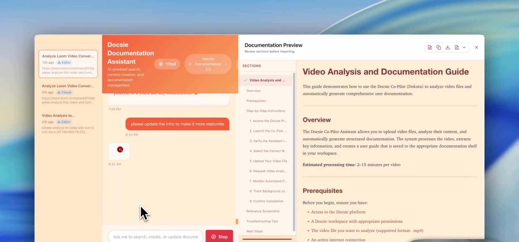 Editor making refinements to AI-generated documentation