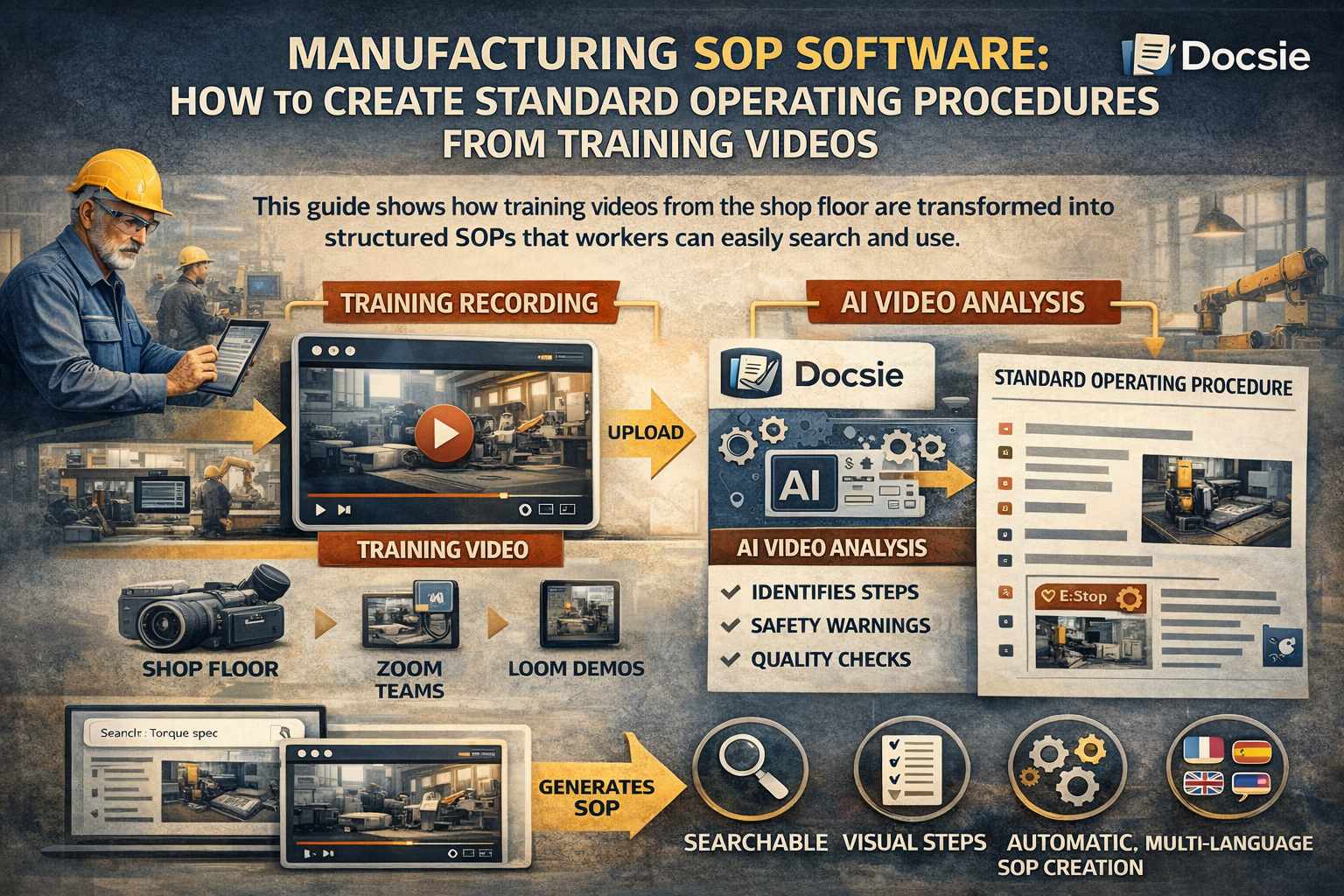 Manufacturing SOP Software - Converting training videos to searchable procedures