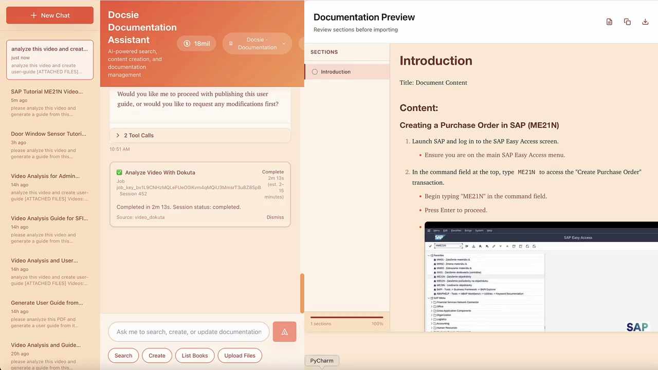 Reviewing the generated user guide and system prompt for publishing or modifications