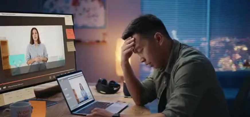 Frustrated user at computer